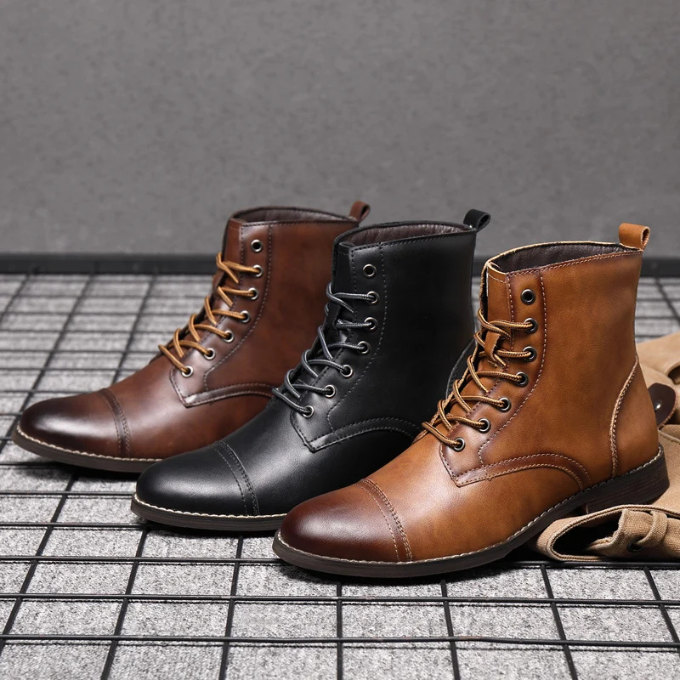 Milo | Classic Lace-Up Cap-Toe Ankle Boots for Men