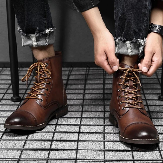 Milo | Classic Lace-Up Cap-Toe Ankle Boots for Men