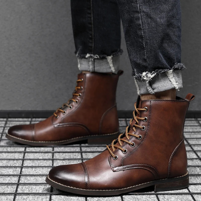 Milo | Classic Lace-Up Cap-Toe Ankle Boots for Men