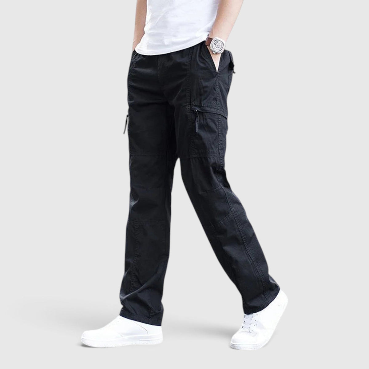 Milo | Relaxed Fit Utility Cargo Trousers with Multi-Pocket Detail
