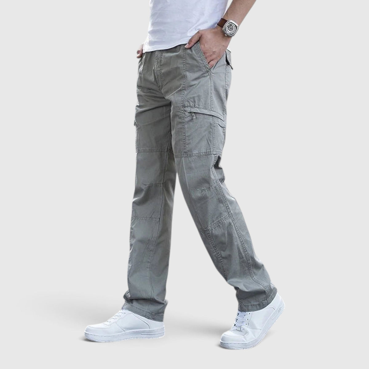 Milo | Relaxed Fit Utility Cargo Trousers with Multi-Pocket Detail