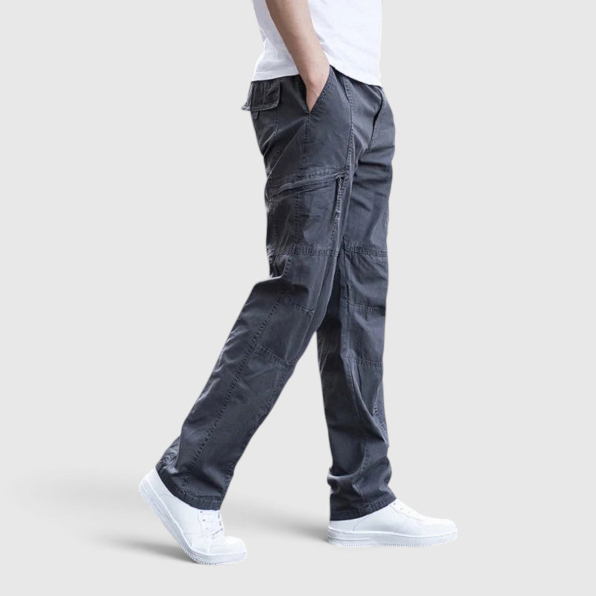 Milo | Relaxed Fit Utility Cargo Trousers with Multi-Pocket Detail