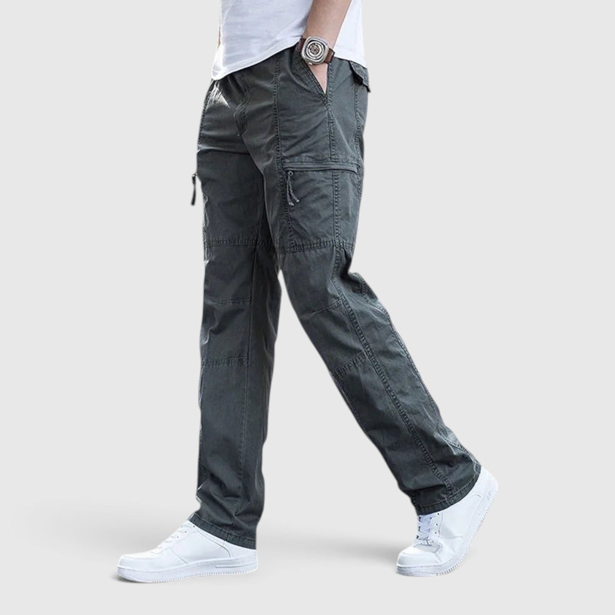 Milo | Relaxed Fit Utility Cargo Trousers with Multi-Pocket Detail