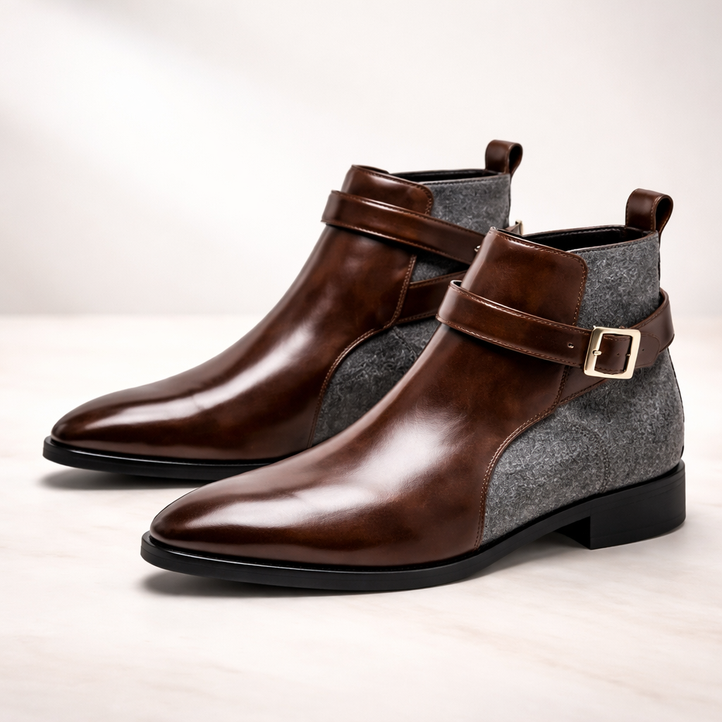 Musa | Sophisticated Buckle Strap Chelsea Mens Boots