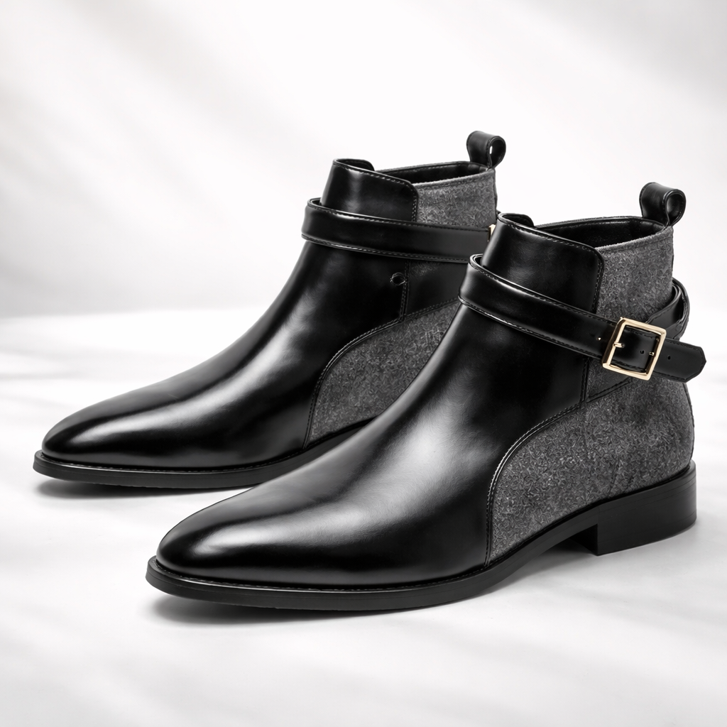Musa | Sophisticated Buckle Strap Chelsea Mens Boots