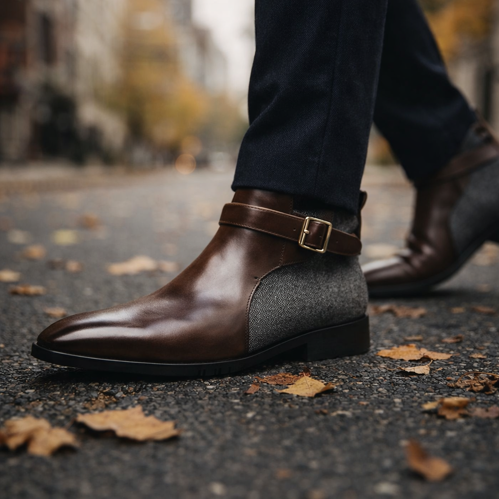 Musa | Sophisticated Buckle Strap Chelsea Mens Boots