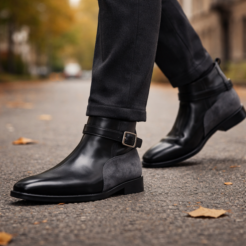 Musa | Sophisticated Buckle Strap Chelsea Mens Boots