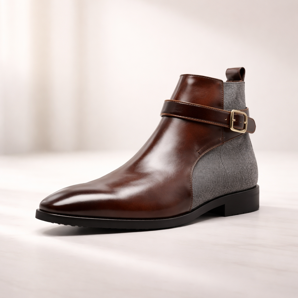 Musa | Sophisticated Buckle Strap Chelsea Mens Boots