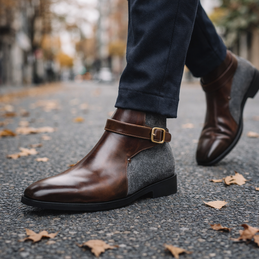Musa | Sophisticated Buckle Strap Chelsea Mens Boots