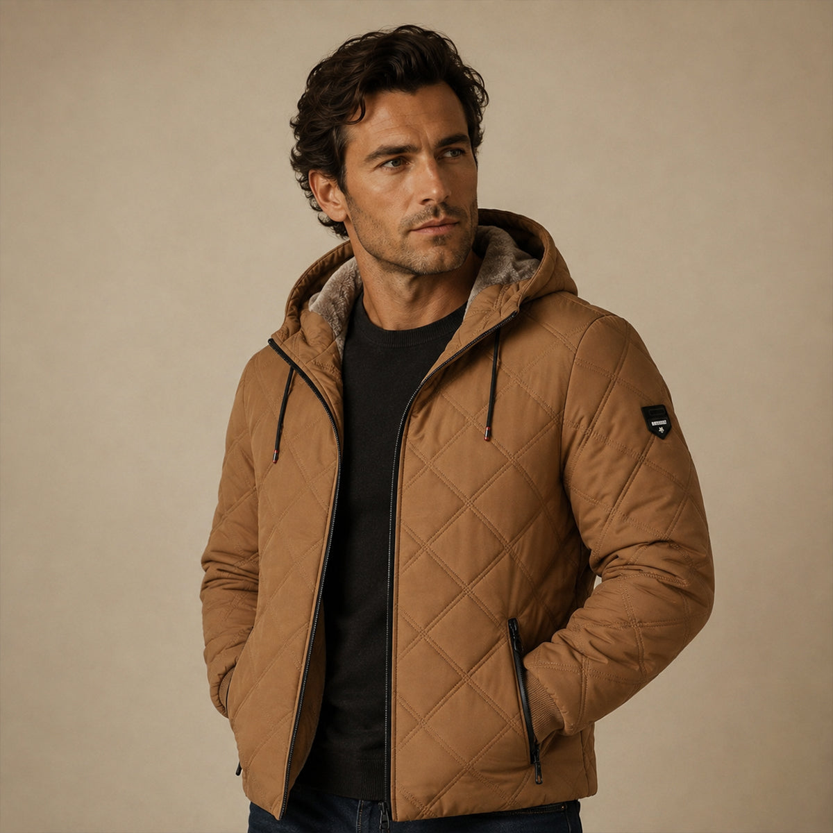 Musa | Sophisticated Quilted Mens Parka Jacket with Faux Fur Hood