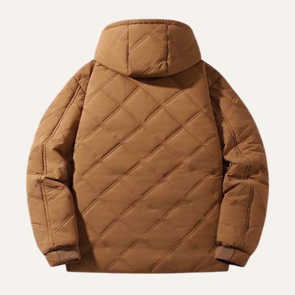 Musa | Sophisticated Quilted Mens Parka Jacket with Faux Fur Hood