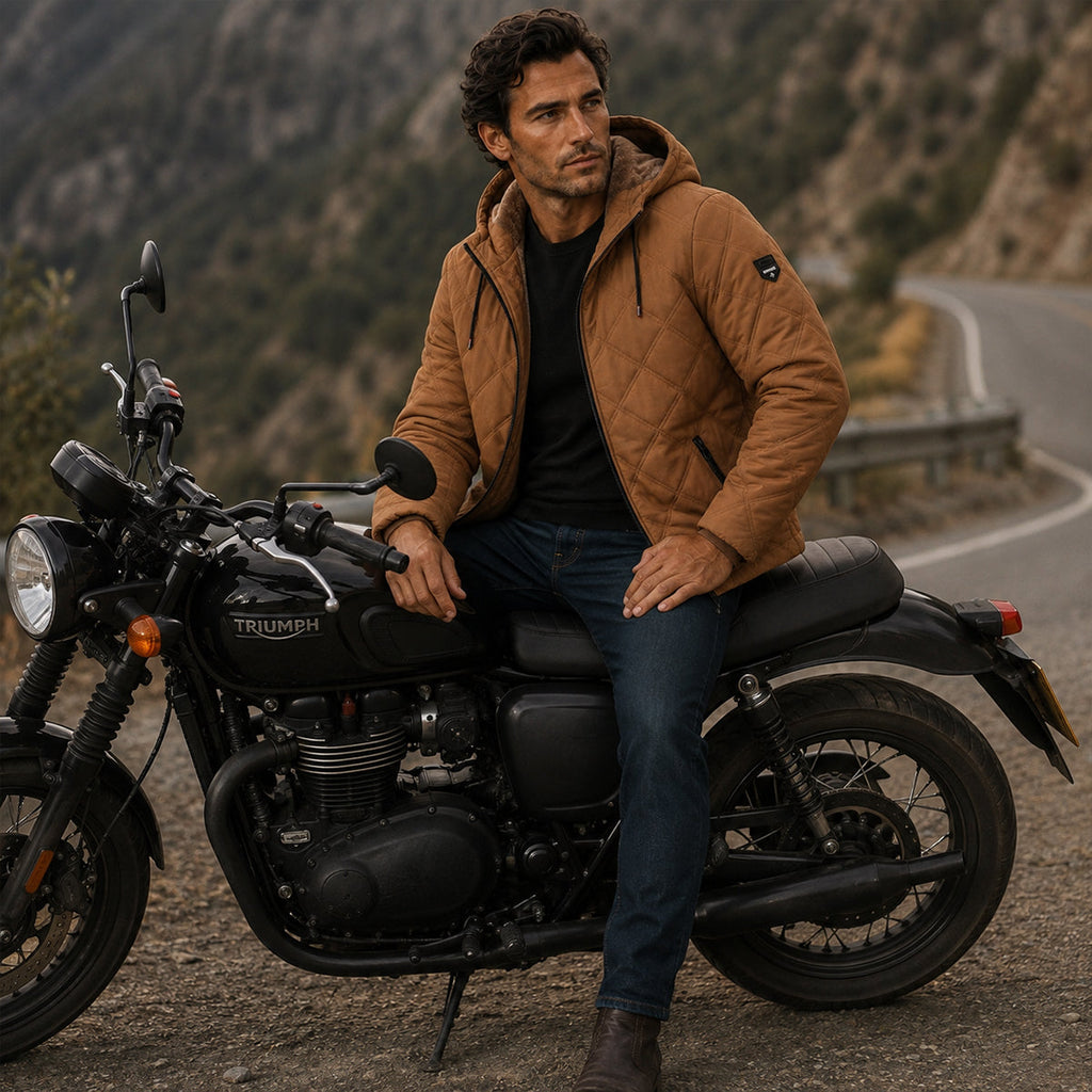 Musa | Sophisticated Quilted Mens Parka Jacket with Faux Fur Hood