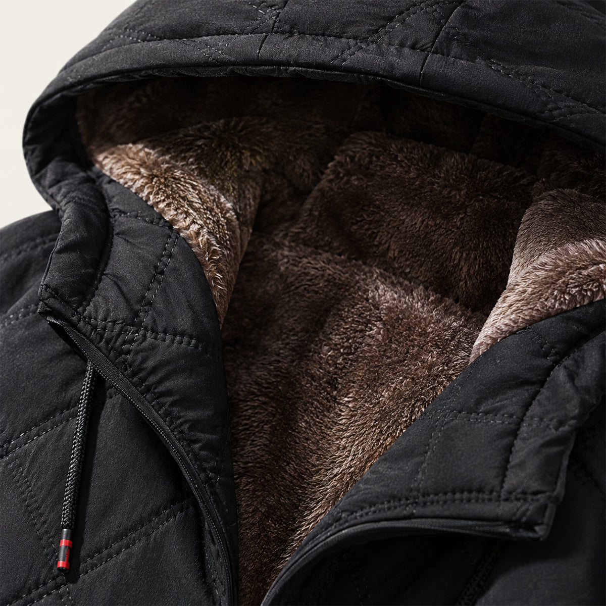 Musa | Sophisticated Quilted Mens Parka Jacket with Faux Fur Hood