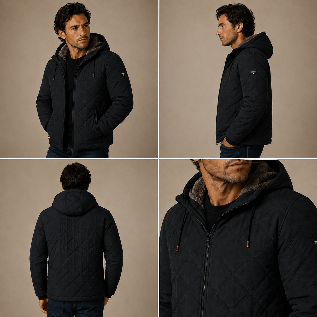 Musa | Sophisticated Quilted Mens Parka Jacket with Faux Fur Hood