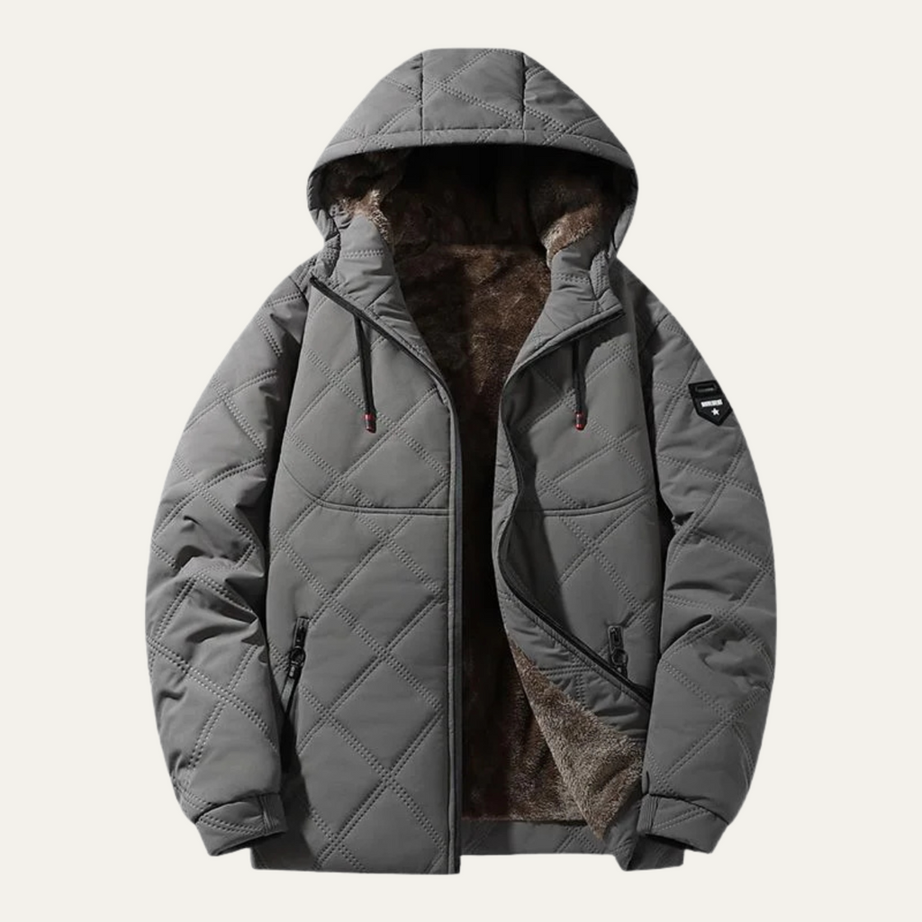 Musa | Sophisticated Quilted Mens Parka Jacket with Faux Fur Hood