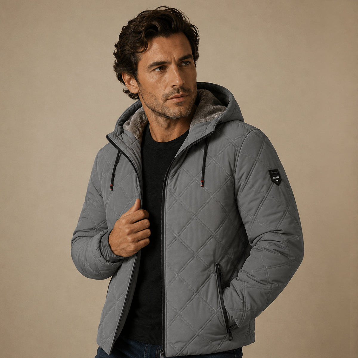 Musa | Sophisticated Quilted Mens Parka Jacket with Faux Fur Hood