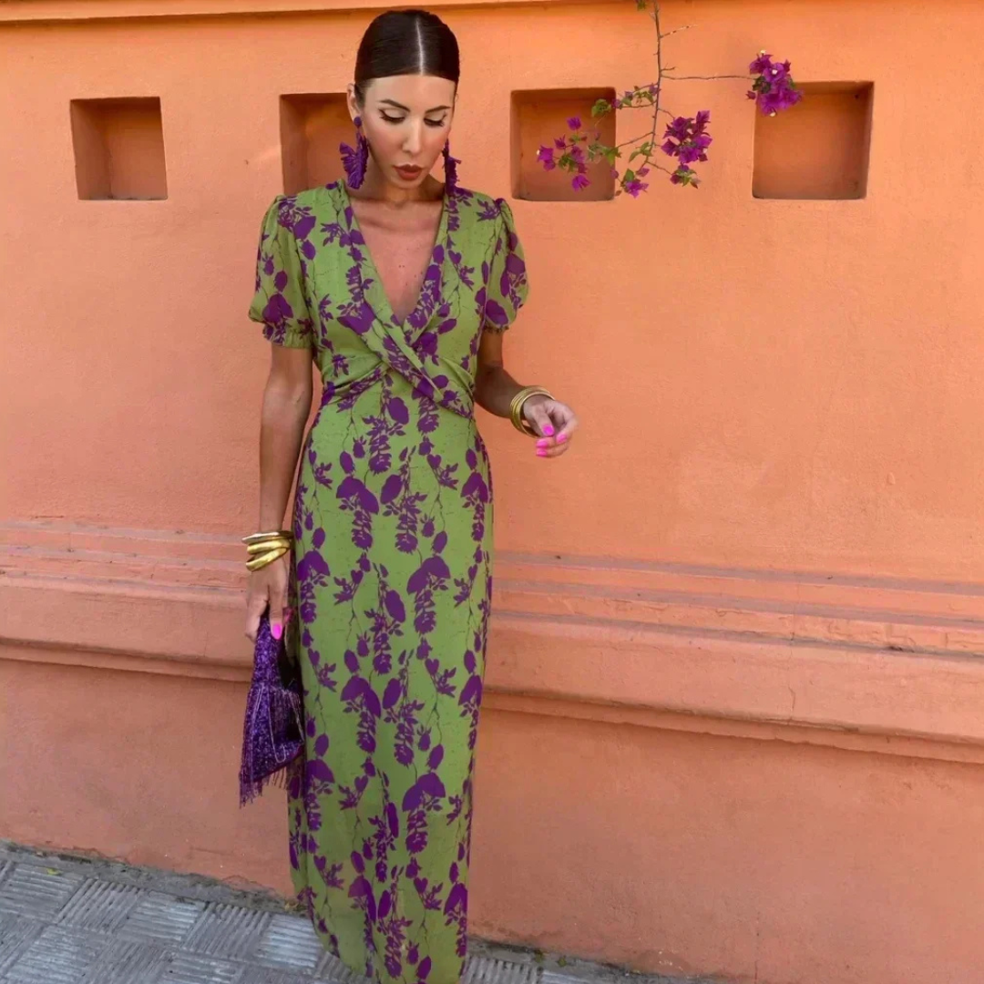 Myla | Classic V-Neck Wrap Maxi Cocktail Dress
