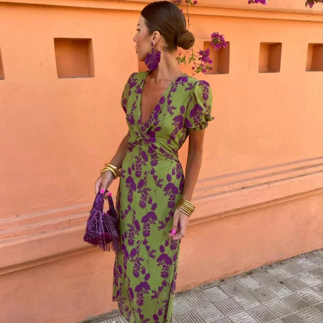 Myla | Classic V-Neck Wrap Maxi Cocktail Dress