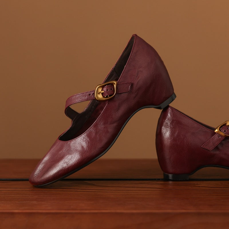 Myla | Relaxed Round Toe Mary Jane Flats with Buckle Strap