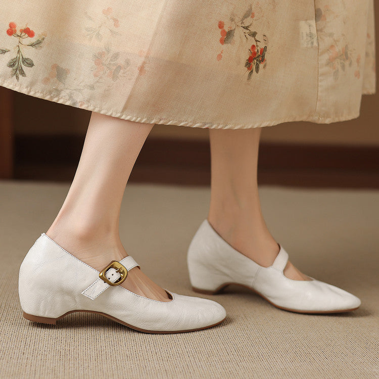 Myla | Relaxed Round Toe Mary Jane Flats with Buckle Strap