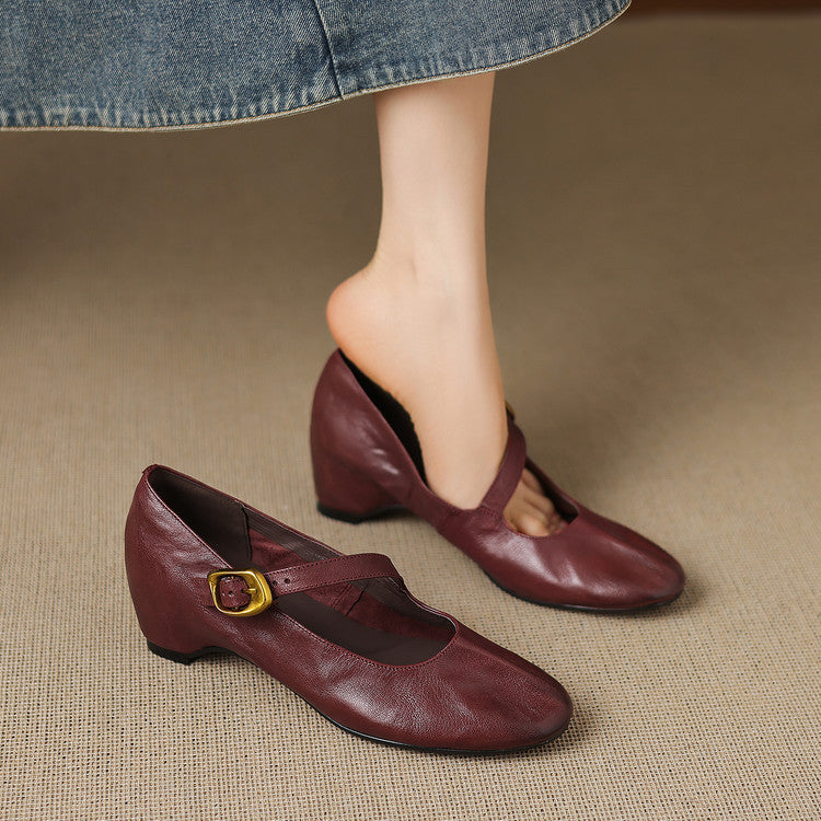 Myla | Relaxed Round Toe Mary Jane Flats with Buckle Strap