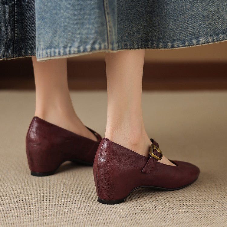 Myla | Relaxed Round Toe Mary Jane Flats with Buckle Strap