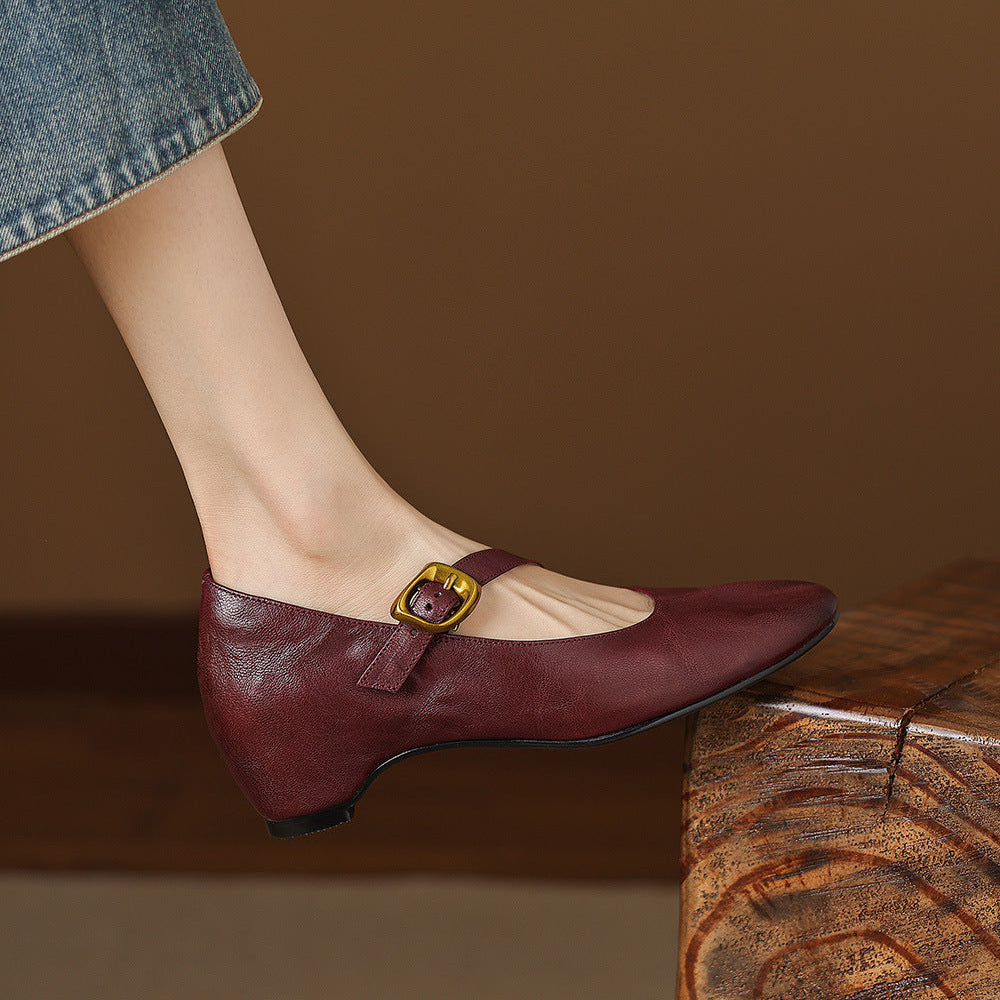 Myla | Relaxed Round Toe Mary Jane Flats with Buckle Strap