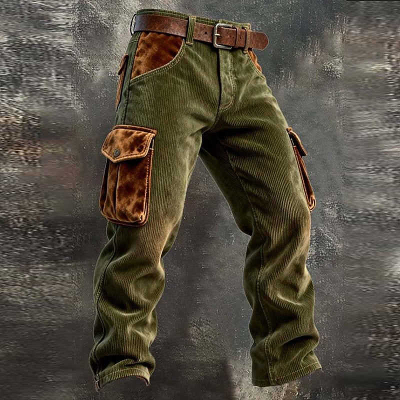 Myles | Effortless Ribbed Cargo Trousers with Utility Pockets
