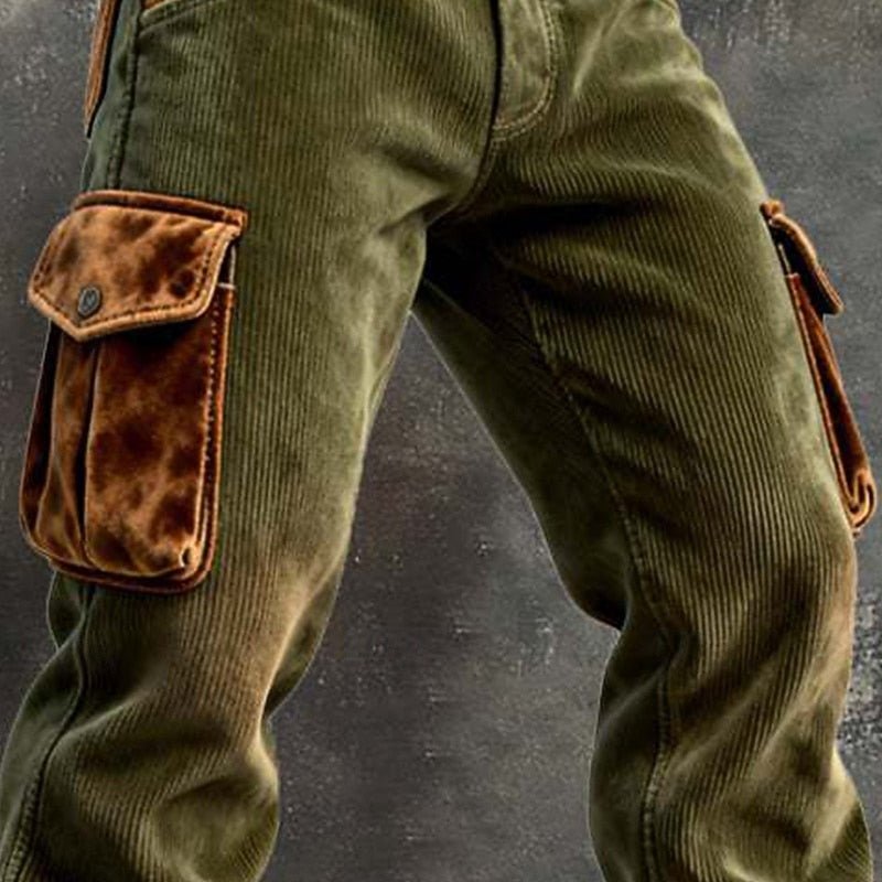 Myles | Effortless Ribbed Cargo Trousers with Utility Pockets