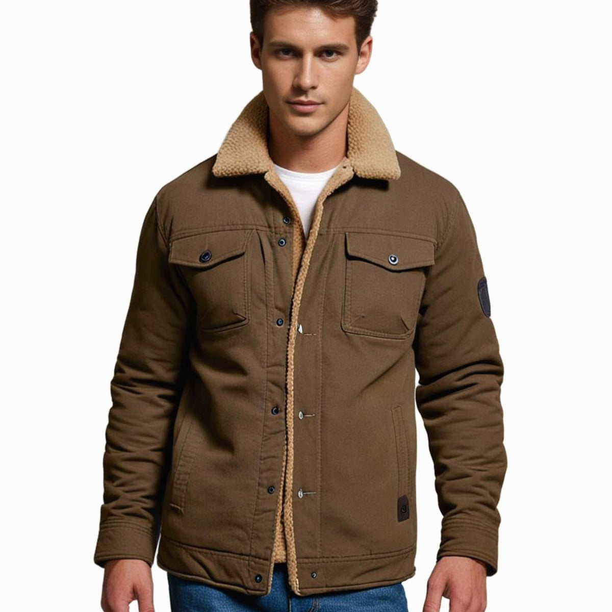 Myles | Mens Sherpa Jacket with Press-Stud Front