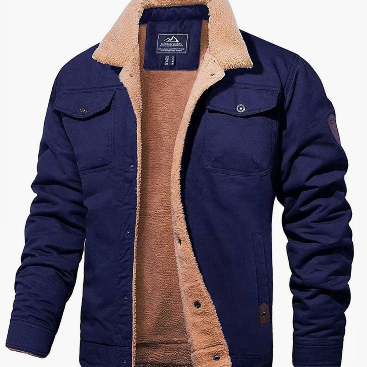 Myles | Mens Sherpa Jacket with Press-Stud Front