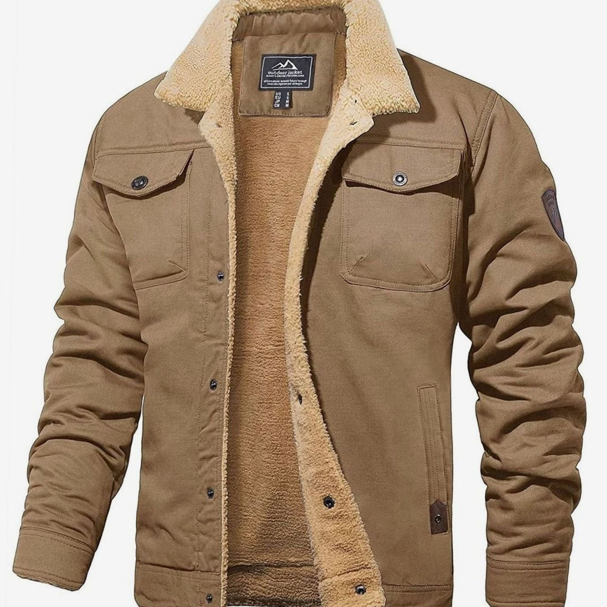 Myles | Mens Sherpa Jacket with Press-Stud Front