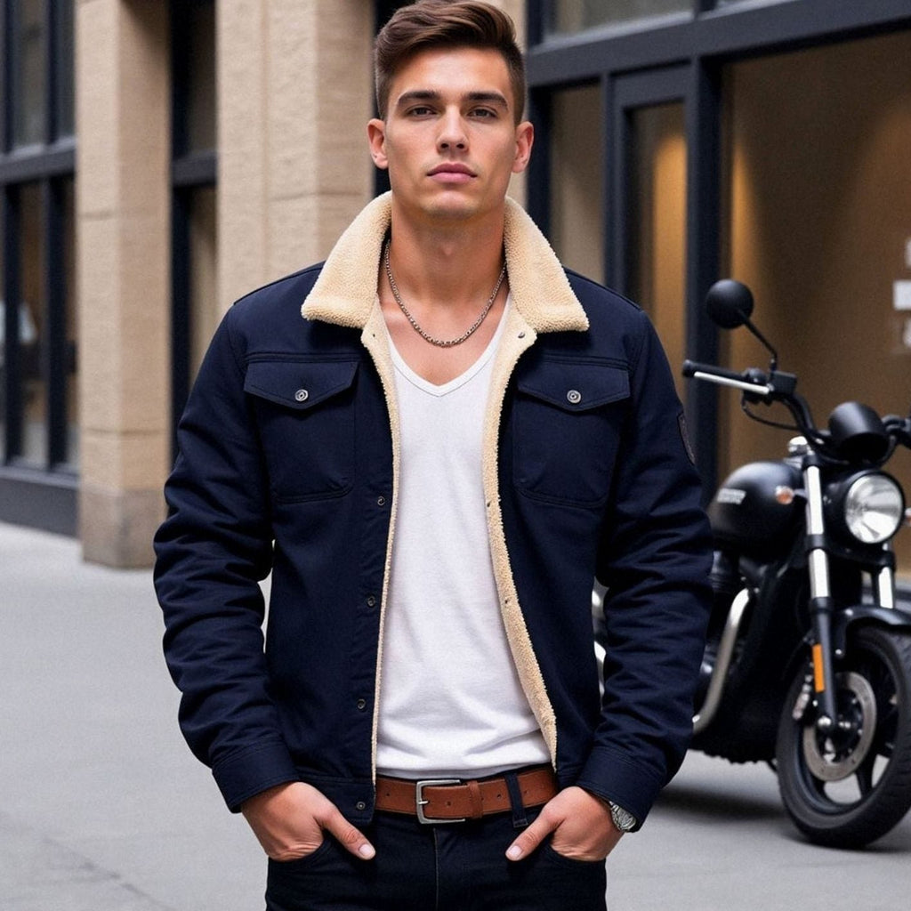 Myles | Mens Sherpa Jacket with Press-Stud Front
