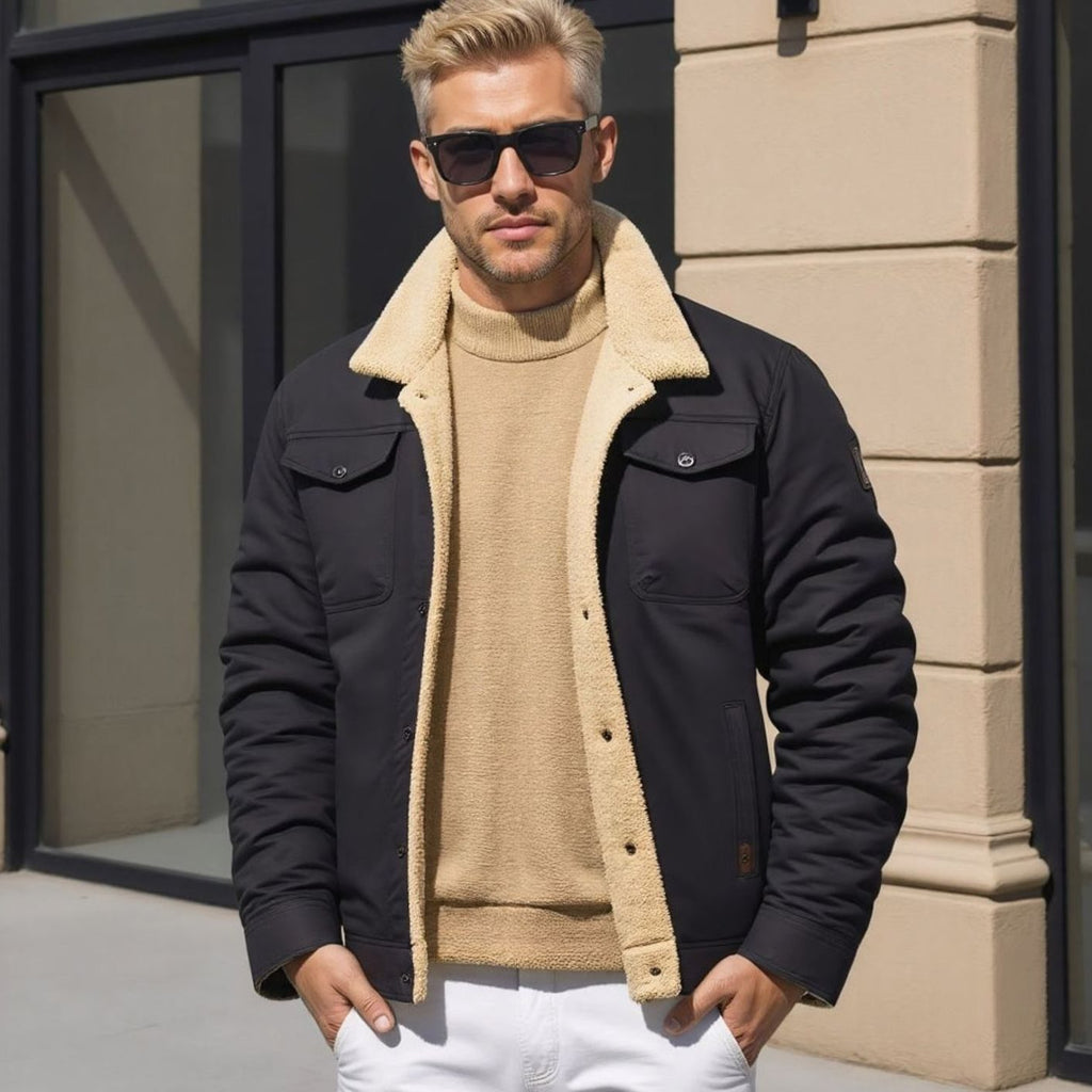 Myles | Mens Sherpa Jacket with Press-Stud Front