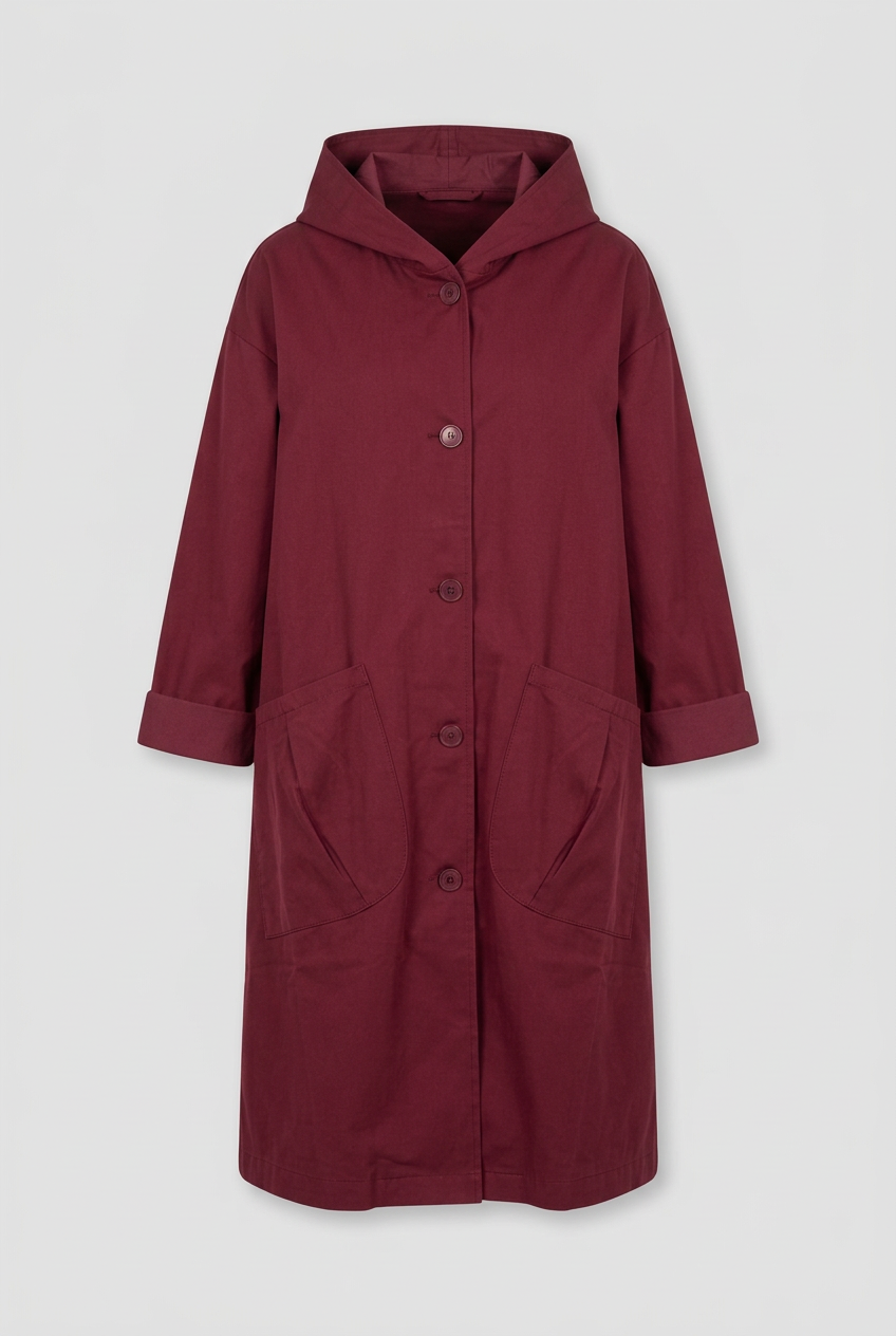 Nancy | Elegant Hooded Waterproof Jacket Longline Trench Coat