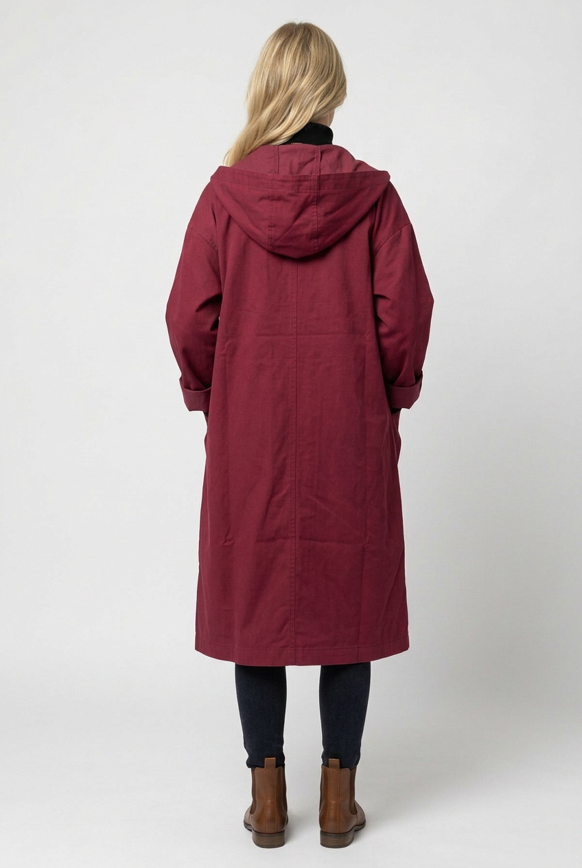 Nancy | Elegant Hooded Waterproof Jacket Longline Trench Coat