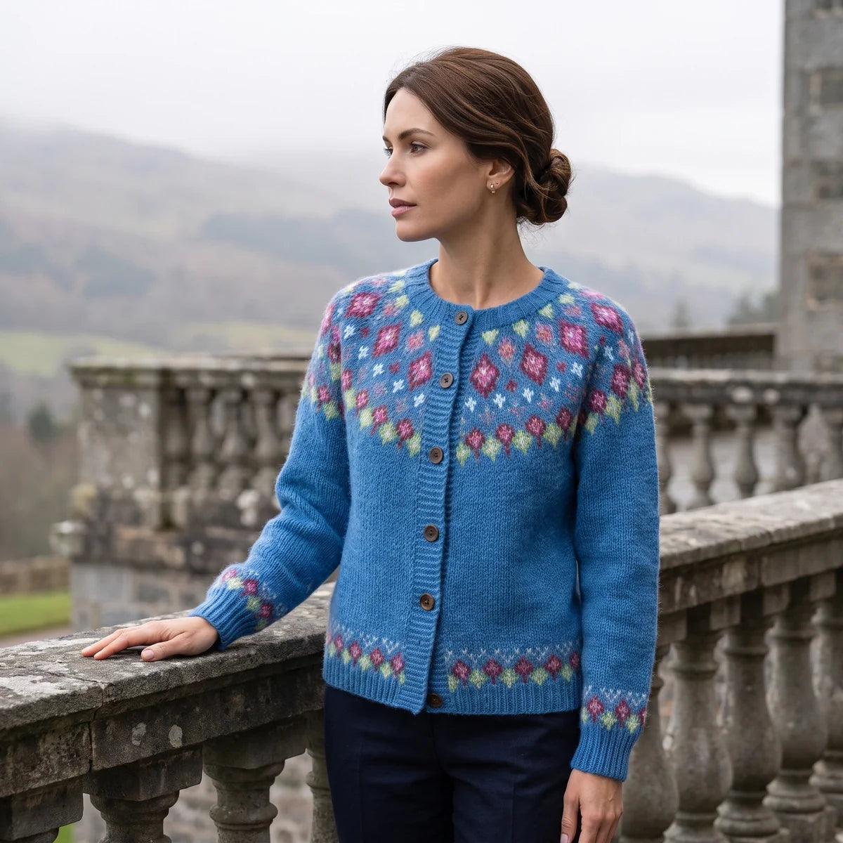 Nancy | Relaxed Fair Isle Yoke Ladies Xmas Jumpers Cardigan