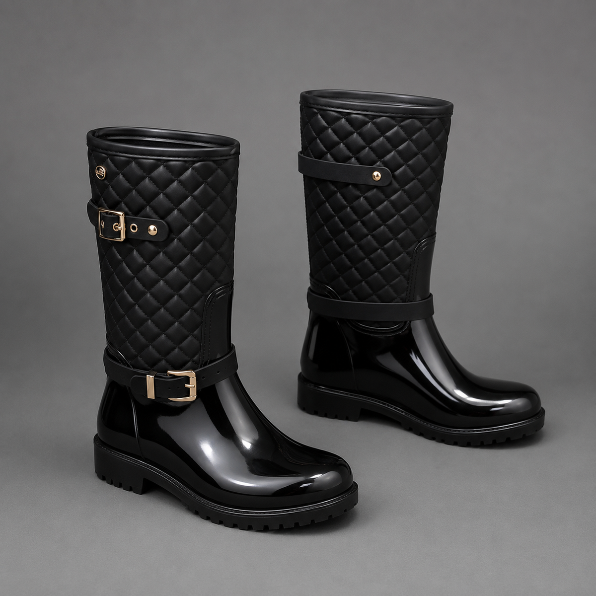 Nancy | Stylish Quilted Waterproof Boots with Buckle Detail