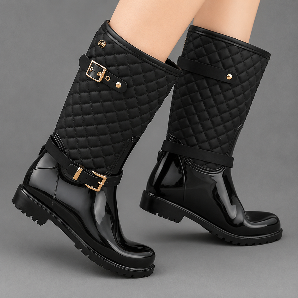 Nancy | Stylish Quilted Waterproof Boots with Buckle Detail