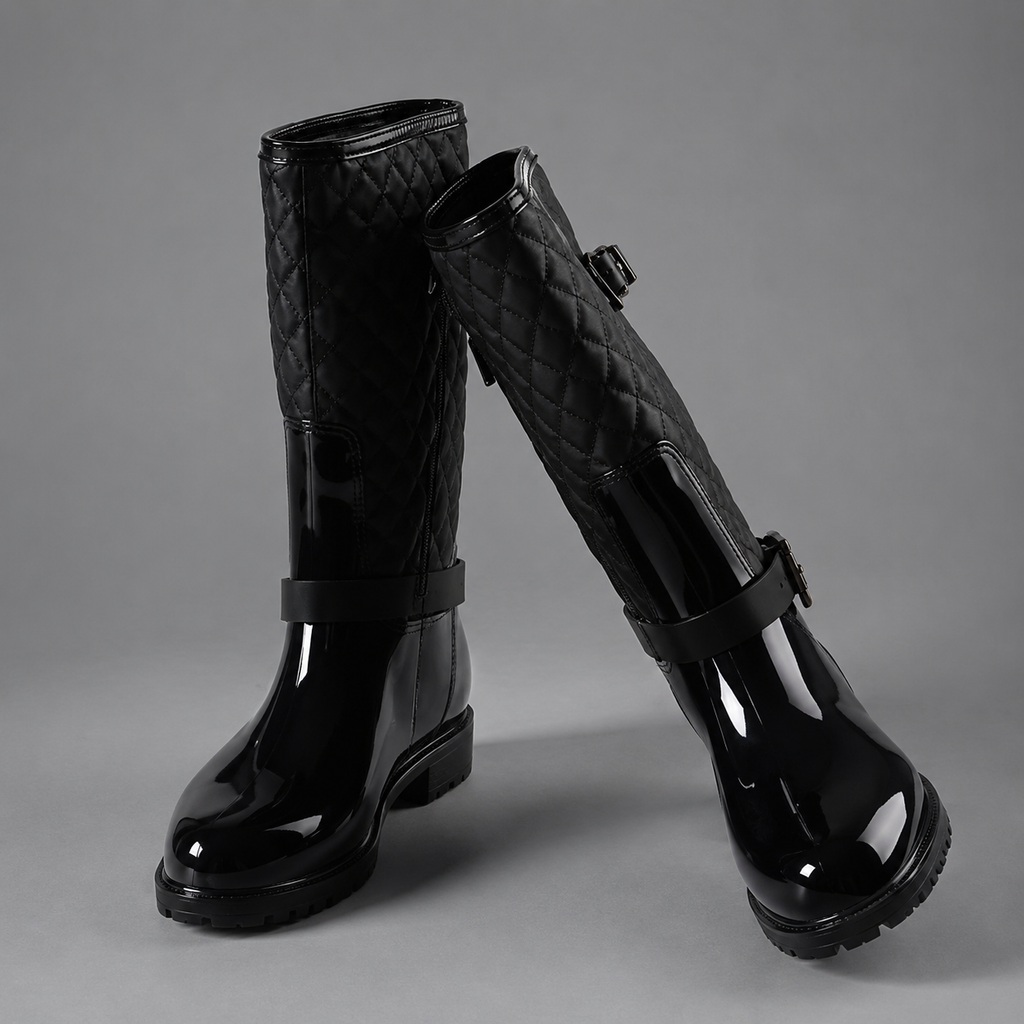 Nancy | Stylish Quilted Waterproof Boots with Buckle Detail