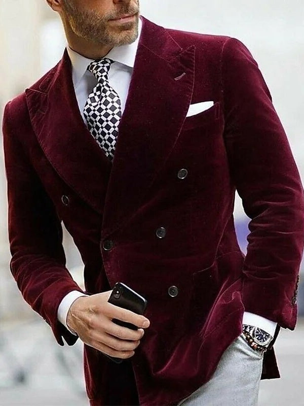 Nathan | Sophisticated Double-Breasted Slim Fit Velvet Blazer