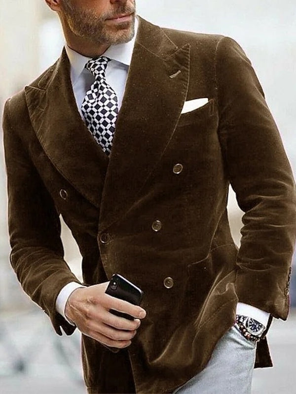 Nathan | Sophisticated Double-Breasted Slim Fit Velvet Blazer