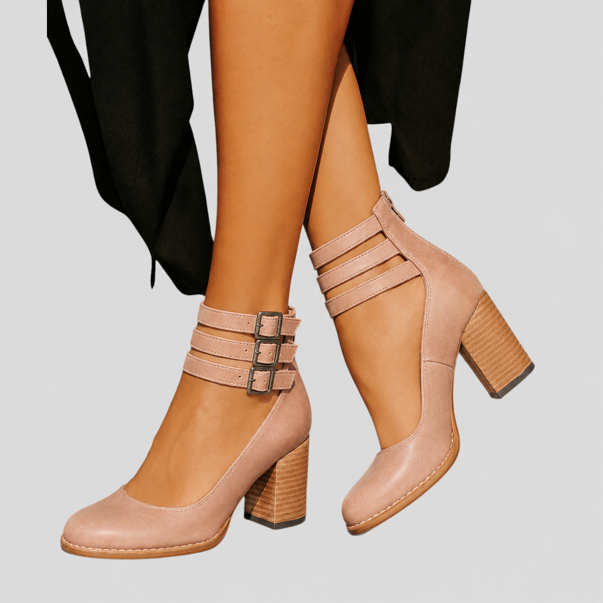 Nellie | Refined Ankle Strap Block Heel Womens Boots