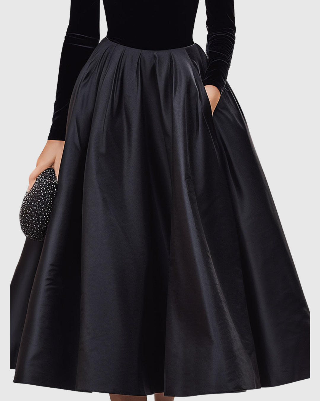 Nellie | Stylish Velvet Christmas Dress with Pleated Midi Skirt