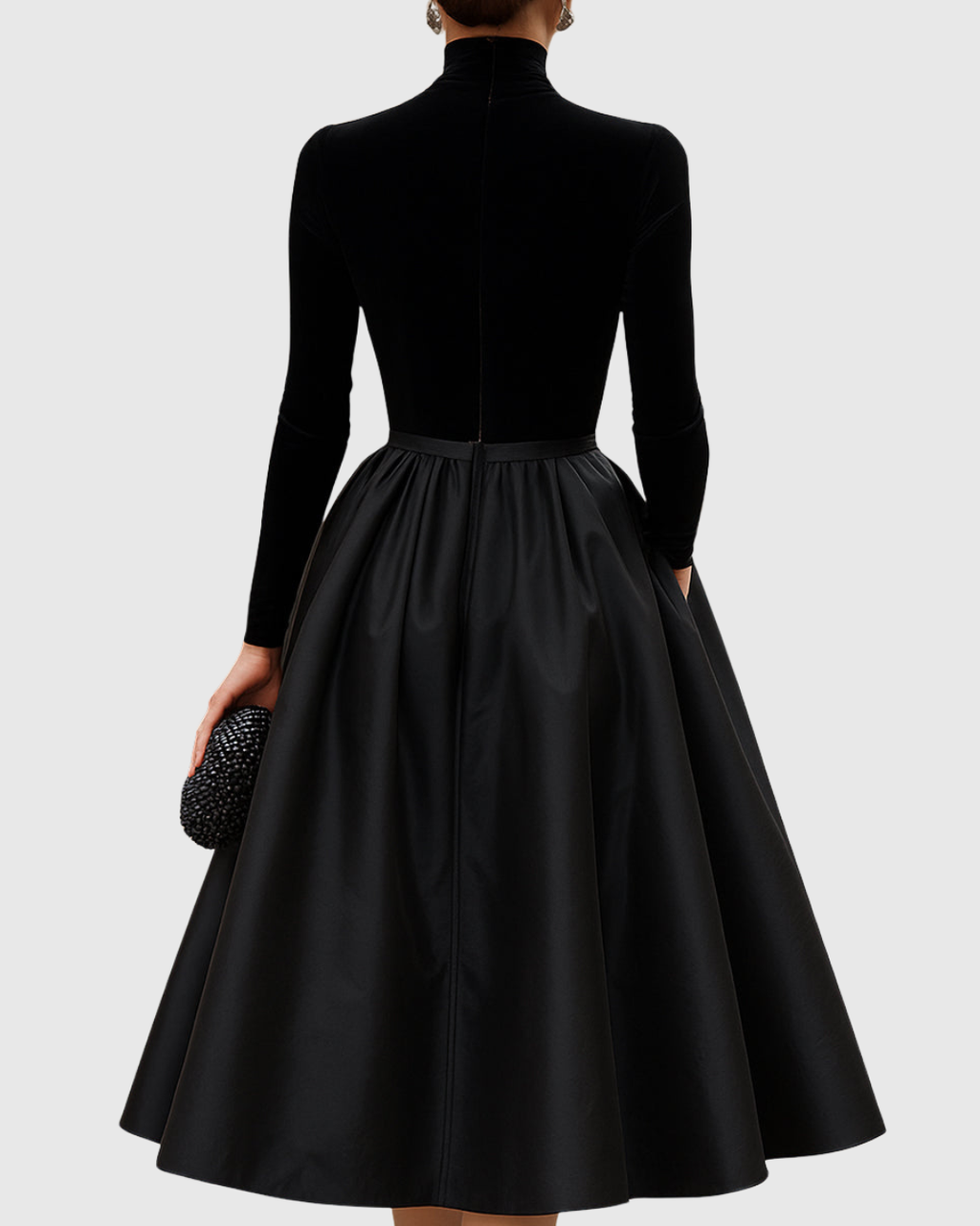 Nellie | Stylish Velvet Christmas Dress with Pleated Midi Skirt