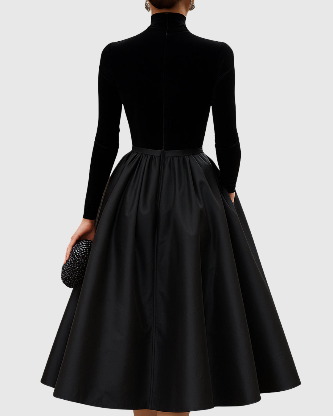 Nellie | Stylish Velvet Christmas Dress with Pleated Midi Skirt