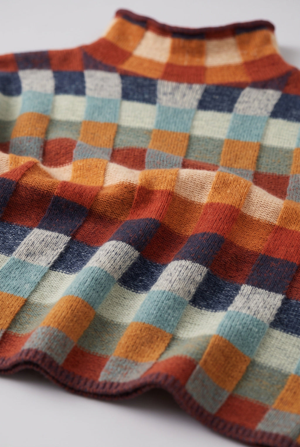 Nellie | Timeless Checked Roll Neck Womens Knit Jumper