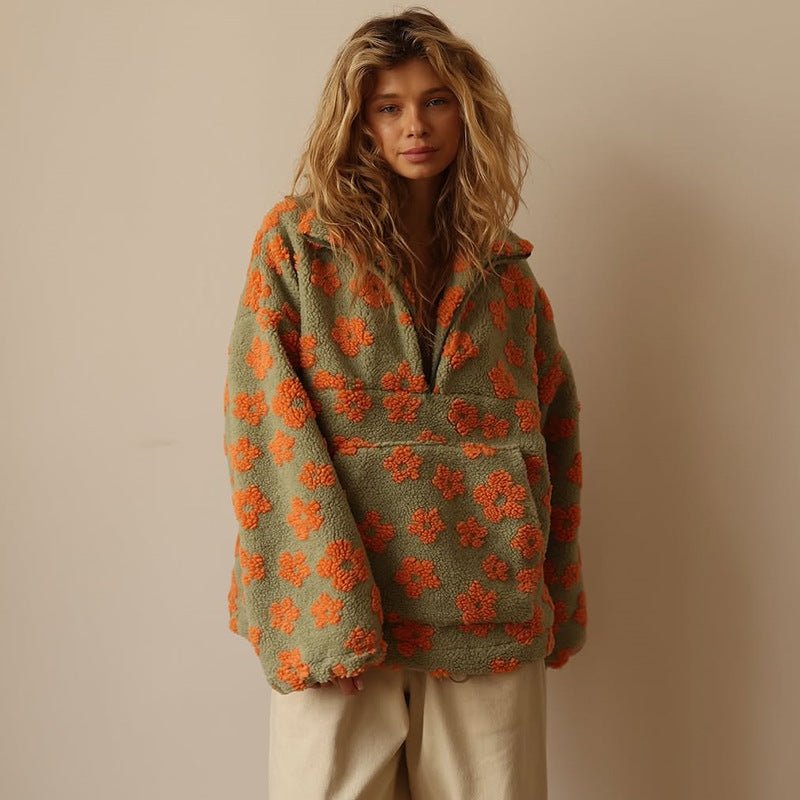 Nellie | Timeless Floral Oversized Half Zip Fleece Jacket