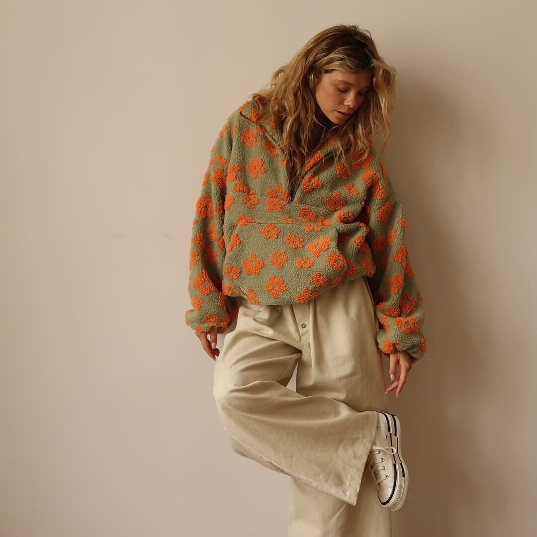 Nellie | Timeless Floral Oversized Half Zip Fleece Jacket