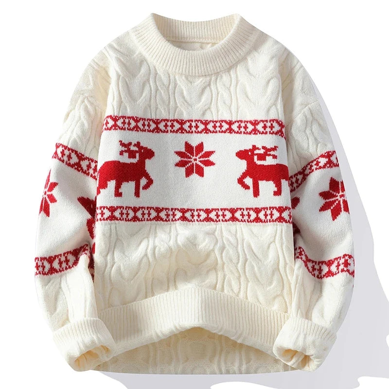 Noah | Elegant Reindeer Cable Knit Mens Xmas Jumper